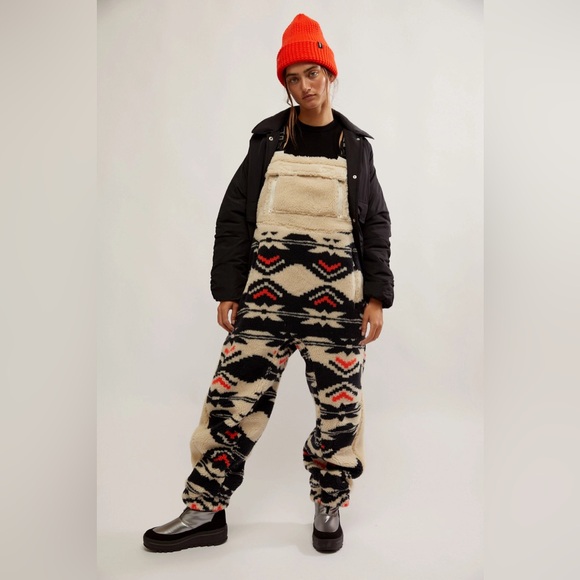 FP Movement by Free People Pants - NWT Free People Hit The Slopes Printed Salopette/Black Fairisle Combo - Small